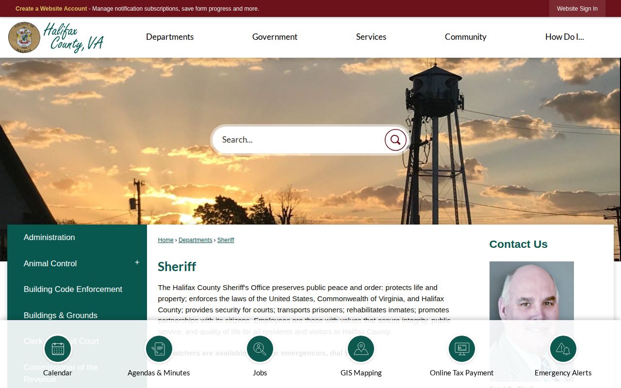 Halifax County Virginia Sheriff source for 24-hour jail release verification