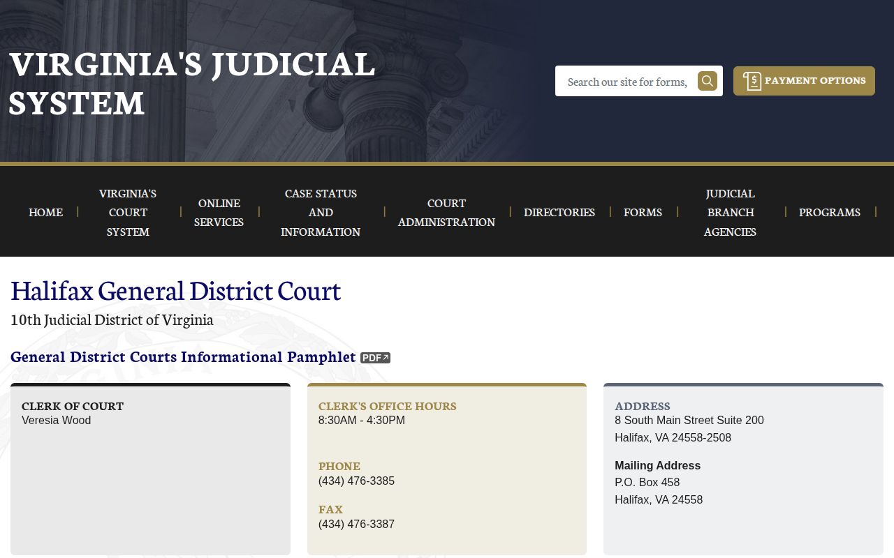 Halifax County court page for release record confirmation