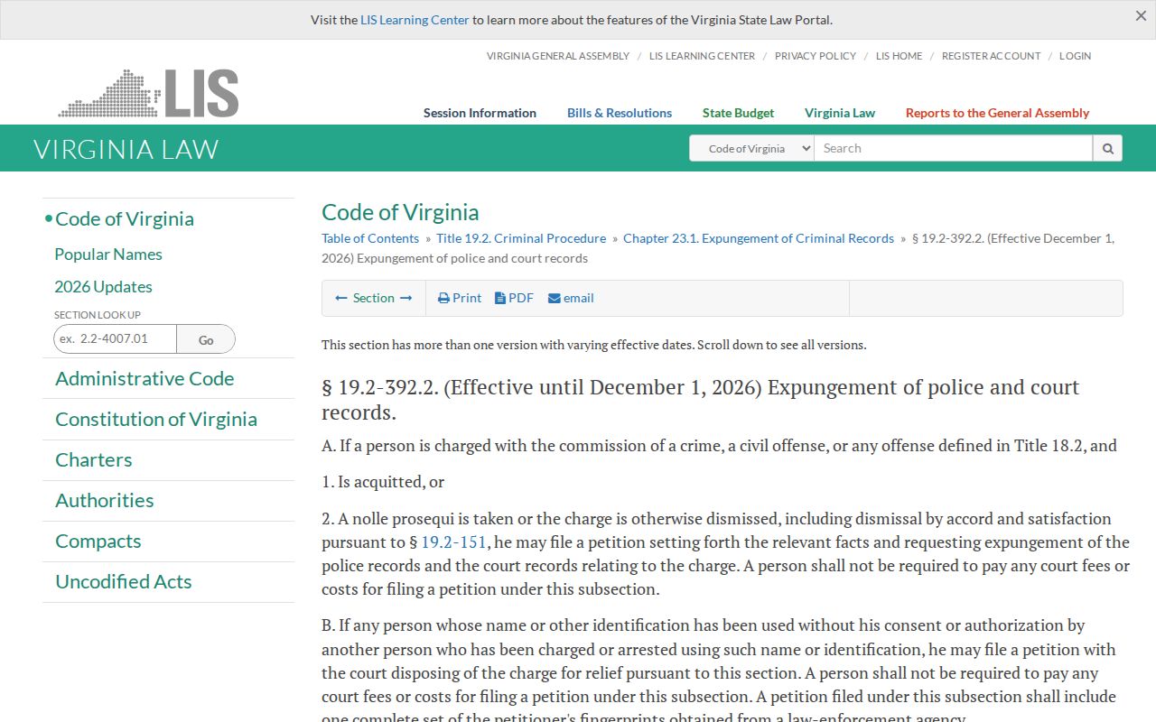 Virginia expungement law affecting Halifax County release mugshots